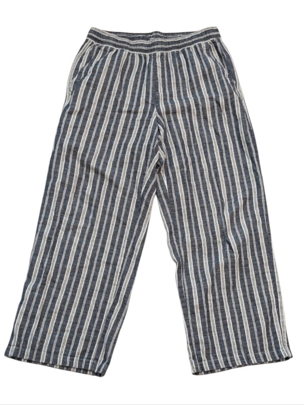 Old Navy Women's High Rise Wide Leg Size L Tall Linen Cotton Pants Pinstripe